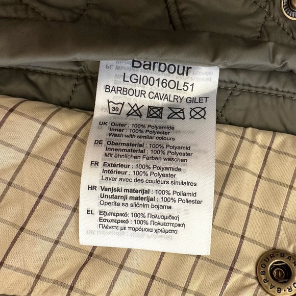 Barbour Olive Calvary Gillet Vest - Picture 9 of 9